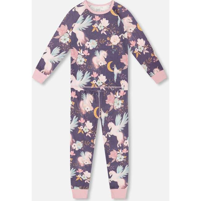 Organic Cotton Two-Piece Pajamas, Watercolor Unicorns