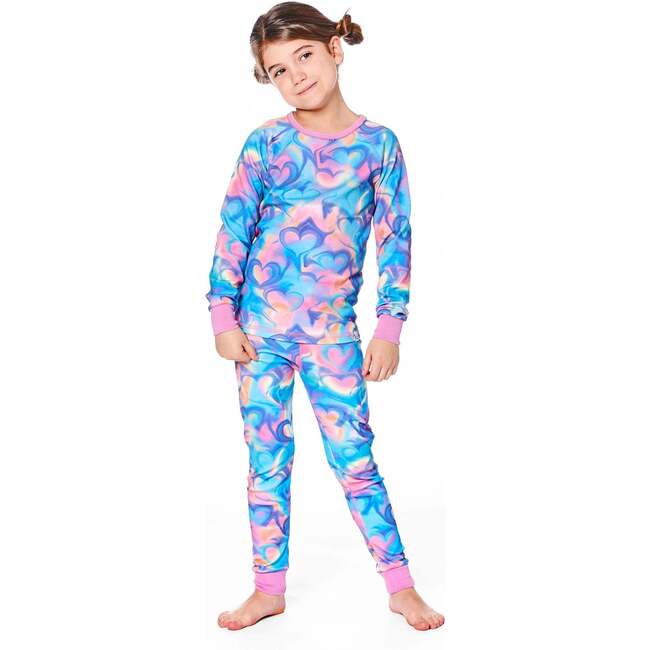 Organic Cotton Two-Piece Pajamas, Rainbow Heart Print - Pajamas - 2
