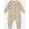 Organic Cotton Zipped Romper, Beige Tree Print - Rompers - 2