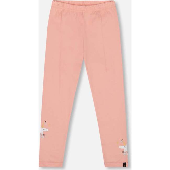 Organic Cotton Leggings with Unicorn Print, Dusty Pink