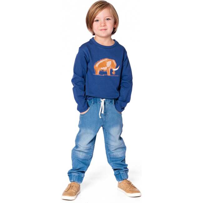 Organic Cotton Long Sleeve T-Shirt, Blue - T-Shirts - 2