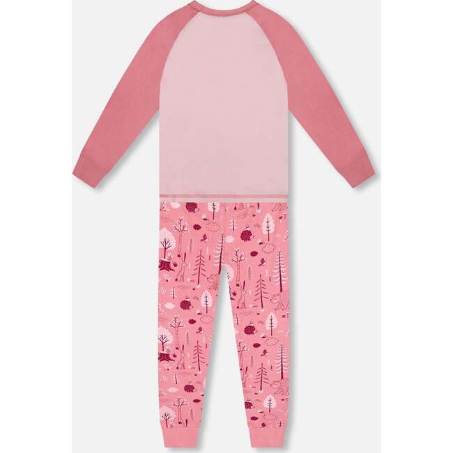 Organic Cotton Two-Piece Pajamas, Pink Forest - Pajamas - 3