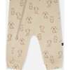 Organic Cotton Zipped Romper, Beige Puppy Print - Rompers - 3