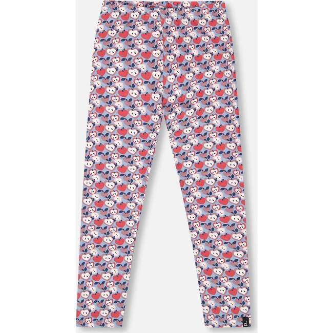 Organic Cotton Leggings, Blue Apple Print