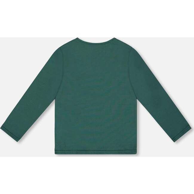 Organic Cotton Long Sleeve T-Shirt, Dark Green - T-Shirts - 4