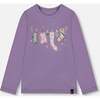 Organic Cotton Jersey Top with Owl, Purple Gray - Shirts - 1 - thumbnail