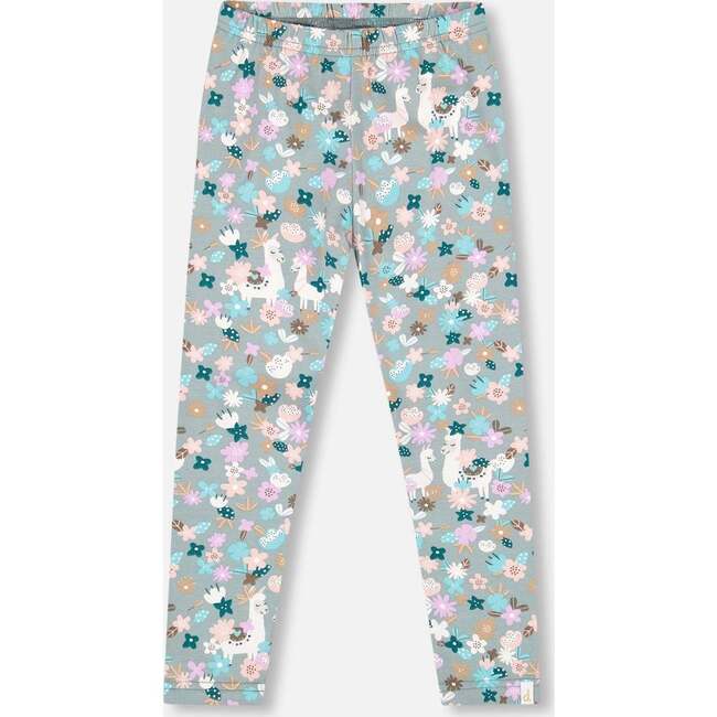 Organic Cotton Leggings, Blue Llama Print