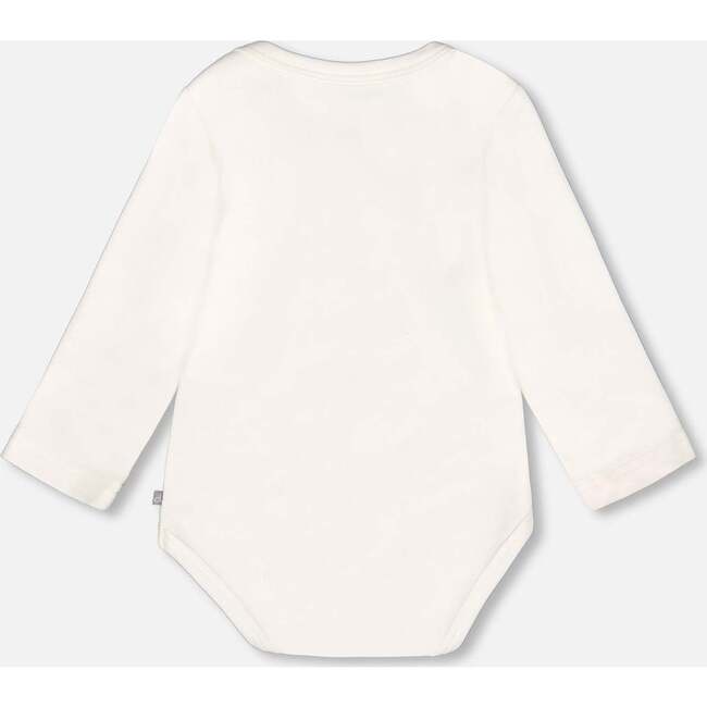 Organic Cotton Long Sleeve Romper Floral, Off-White - Rompers - 3