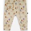 Organic Cotton Zipped Romper, Beige Tree Print - Rompers - 3