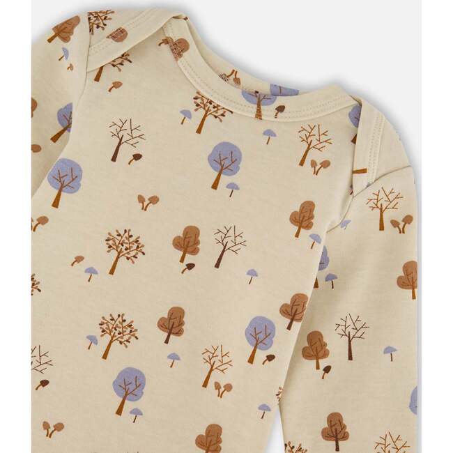 Organic Cotton Onesie, Beige Tree Print - Onesies - 4