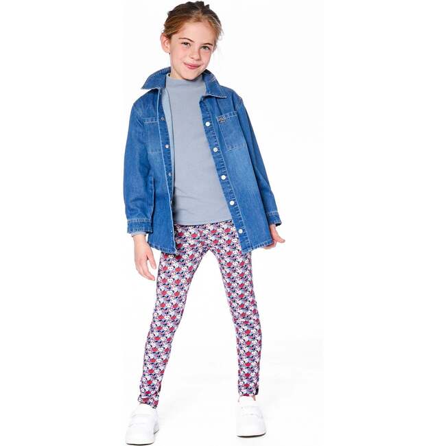 Organic Cotton Leggings, Blue Apple Print - Leggings - 2