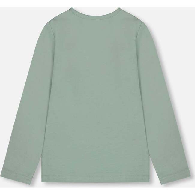 Organic Cotton Jersey Top with Owl, Jade Green - Shirts - 2