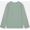 Organic Cotton Jersey Top with Owl, Jade Green - Shirts - 2