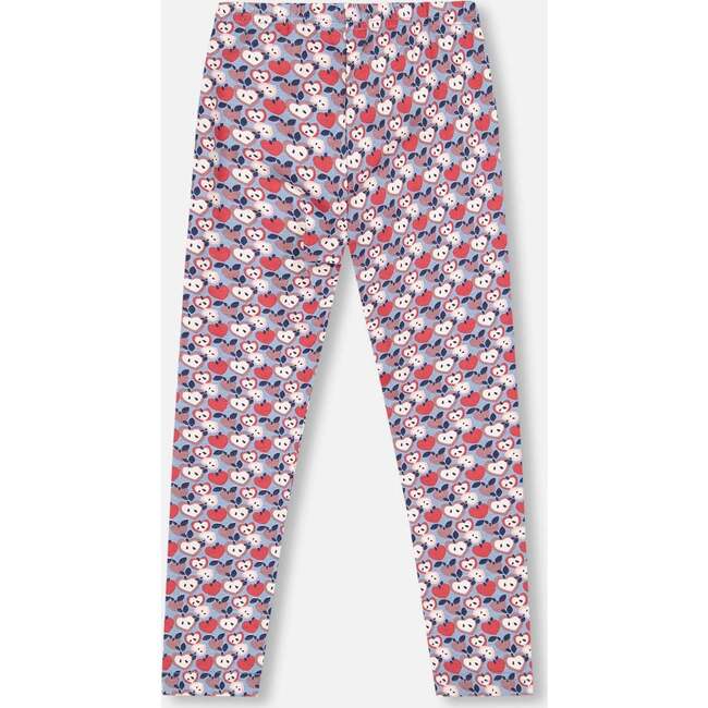 Organic Cotton Leggings, Blue Apple Print - Leggings - 3