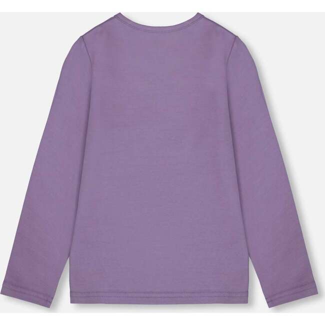 Organic Cotton Jersey Top with Owl, Purple Gray - Shirts - 3
