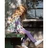 Organic Cotton Jersey Leggings with Floral Detail, Purple Gray - Leggings - 2