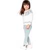 Organic Cotton Jersey Leggings with Floral Detail, Jade Green - Leggings - 2