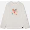 Organic Cotton Long Sleeve T-Shirt with Hot Chocolate, Off-White - T-Shirts - 1 - thumbnail