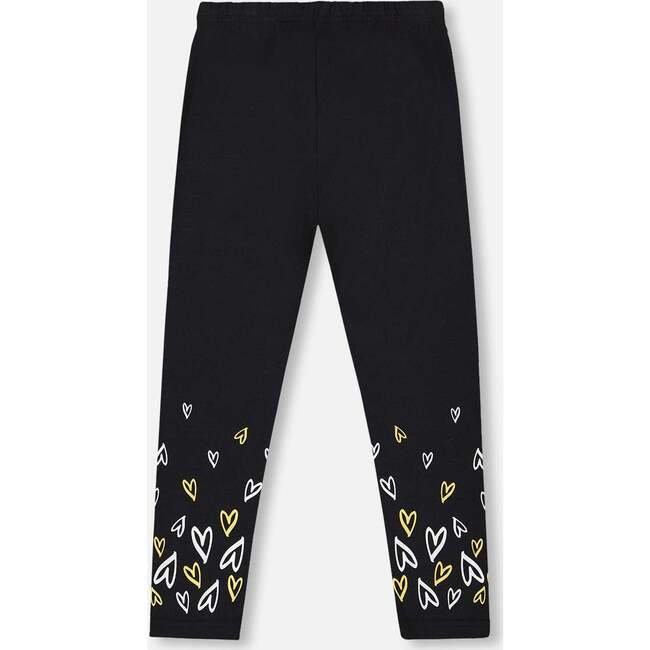 Organic Cotton Leggings Dusty Pink with Hearts Print, Black - Leggings - 3