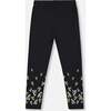Organic Cotton Leggings Dusty Pink with Hearts Print, Black - Leggings - 3