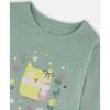 Organic Cotton Jersey Top with Owl, Jade Green - Shirts - 3