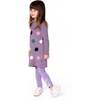 Organic Cotton Jersey Leggings with Floral Detail, Purple Gray - Leggings - 3