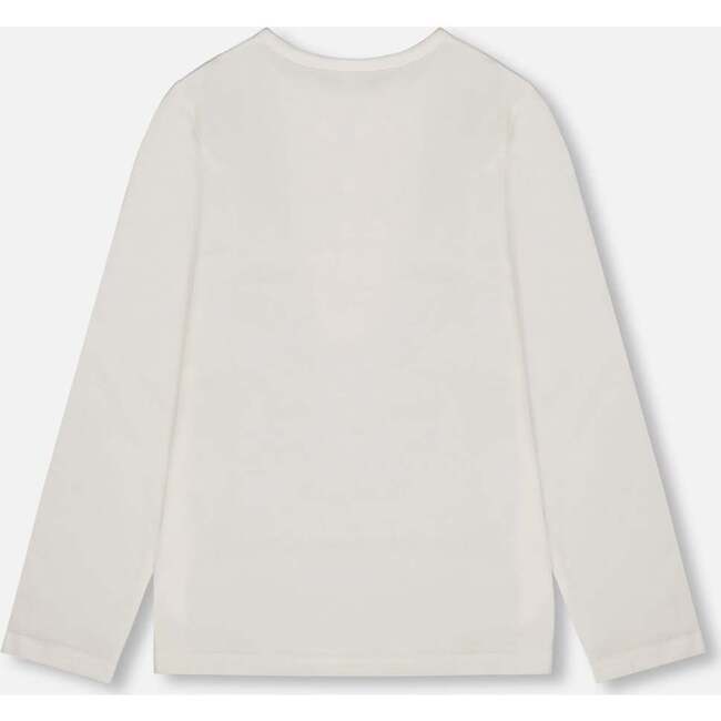 Organic Cotton Long Sleeve T-Shirt with Hot Chocolate, Off-White - T-Shirts - 3