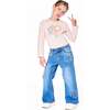 Organic Cotton Long Sleeve T-Shirt with Big Flowers, Light Pink - T-Shirts - 3
