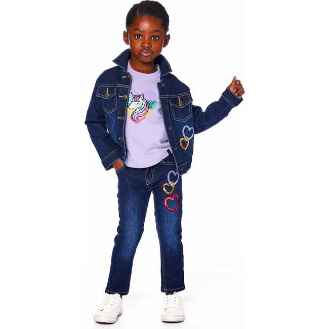 Organic Cotton Long Sleeve T-Shirt with Sequin Unicorn, Lavender - T-Shirts - 3