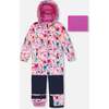 One-Piece Teknik Snowsuit, Pink Watercolor Flower Print - Snowsuits - 1 - thumbnail