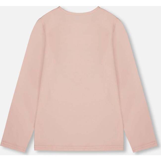 Organic Cotton Long Sleeve T-Shirt with Big Flowers, Light Pink - T-Shirts - 4
