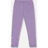 Organic Cotton Jersey Leggings with Floral Detail, Purple Gray - Leggings - 4