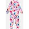 One-Piece Thermal Underwear, Pink Watercolor Flower Print - Underwear - 3