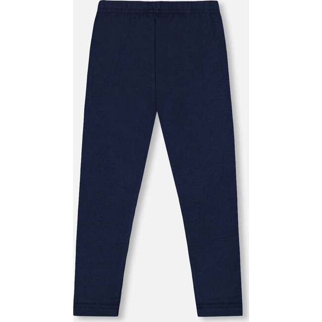 Organic Cotton Jersey Leggings with Cats, Dark Blue - Leggings - 4