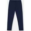 Organic Cotton Jersey Leggings with Cats, Dark Blue - Leggings - 4