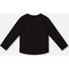 Organic Cotton Long Sleeve T-Shirt with Sequin Rainbow, Black - T-Shirts - 3