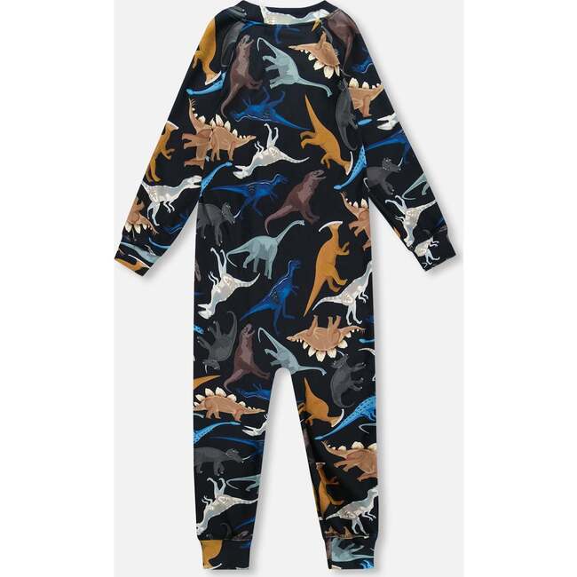 One-Piece Thermal Underwear, Black Dinosaur Print - Underwear - 3