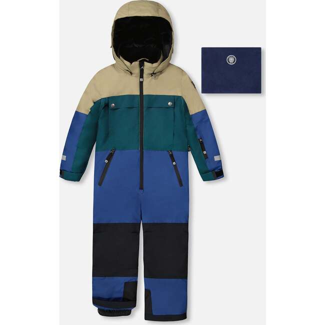 One-Piece Teknik Snowsuit Colorblocked, Navy Blue