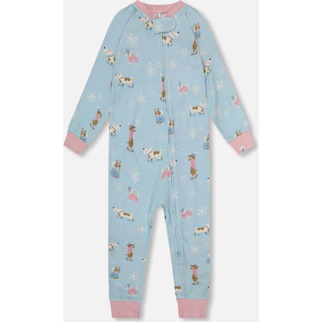 Organic Cotton Interlock One-Piece Pajama, Blue Dog Print