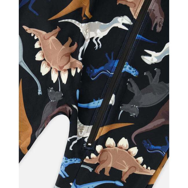 One-Piece Thermal Underwear, Black Dinosaur Print - Underwear - 4
