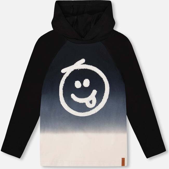 Organic Cotton Jersey Hooded Raglan Sleeve Tee, Black