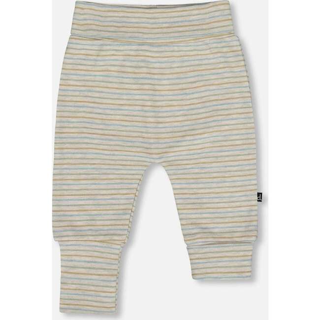 Organic Cotton Evolutive Pants Striped Heather Beige and Gray, Heather Beige Gray
