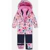 One-Piece Teknik Snowsuit, Pink Watercolor Flower Print - Snowsuits - 3