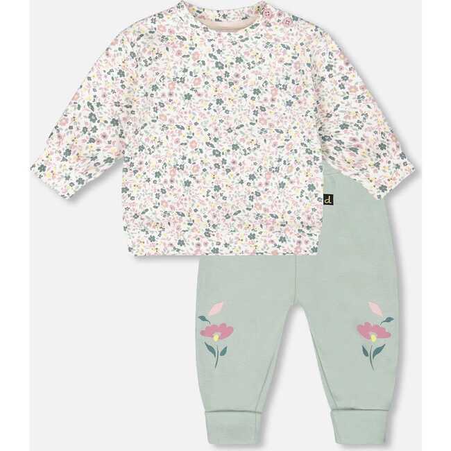 Organic Cotton Evolutive Pant and Long Sleeve Top Set, Jade Green