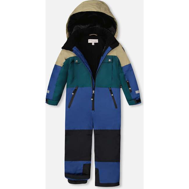 One-Piece Teknik Snowsuit Colorblocked, Navy Blue - Snowsuits - 2