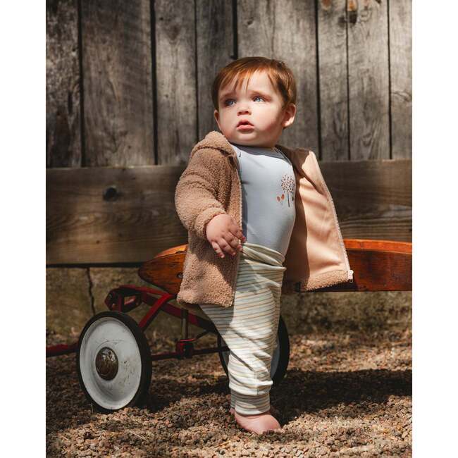 Organic Cotton Evolutive Pants Striped Heather Beige and Gray, Heather Beige Gray - Pants - 2