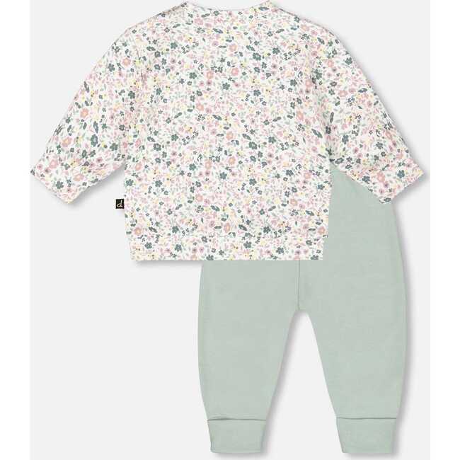 Organic Cotton Evolutive Pant and Long Sleeve Top Set, Jade Green - Mixed Apparel Set - 2