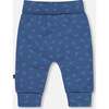 Organic Cotton Evolutive Pants Blue Printed Leaves, Blue Leaf Print - Pants - 2