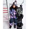 One-Piece Teknik Snowsuit, Pink and Blue Marble - Snowsuits - 3
