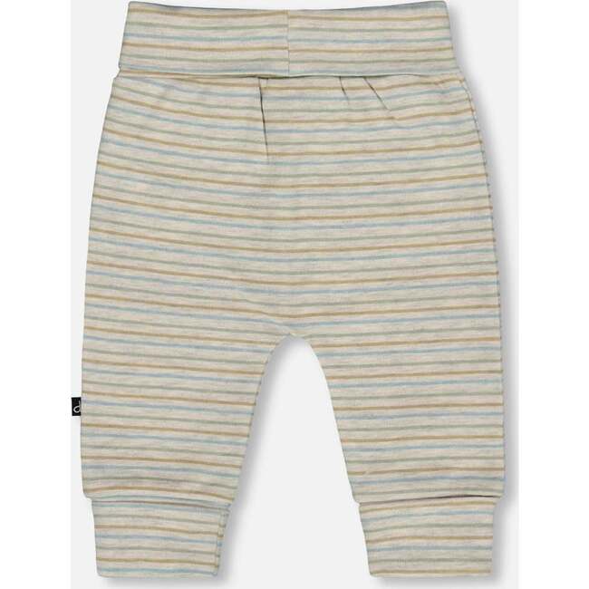 Organic Cotton Evolutive Pants Striped Heather Beige and Gray, Heather Beige Gray - Pants - 3